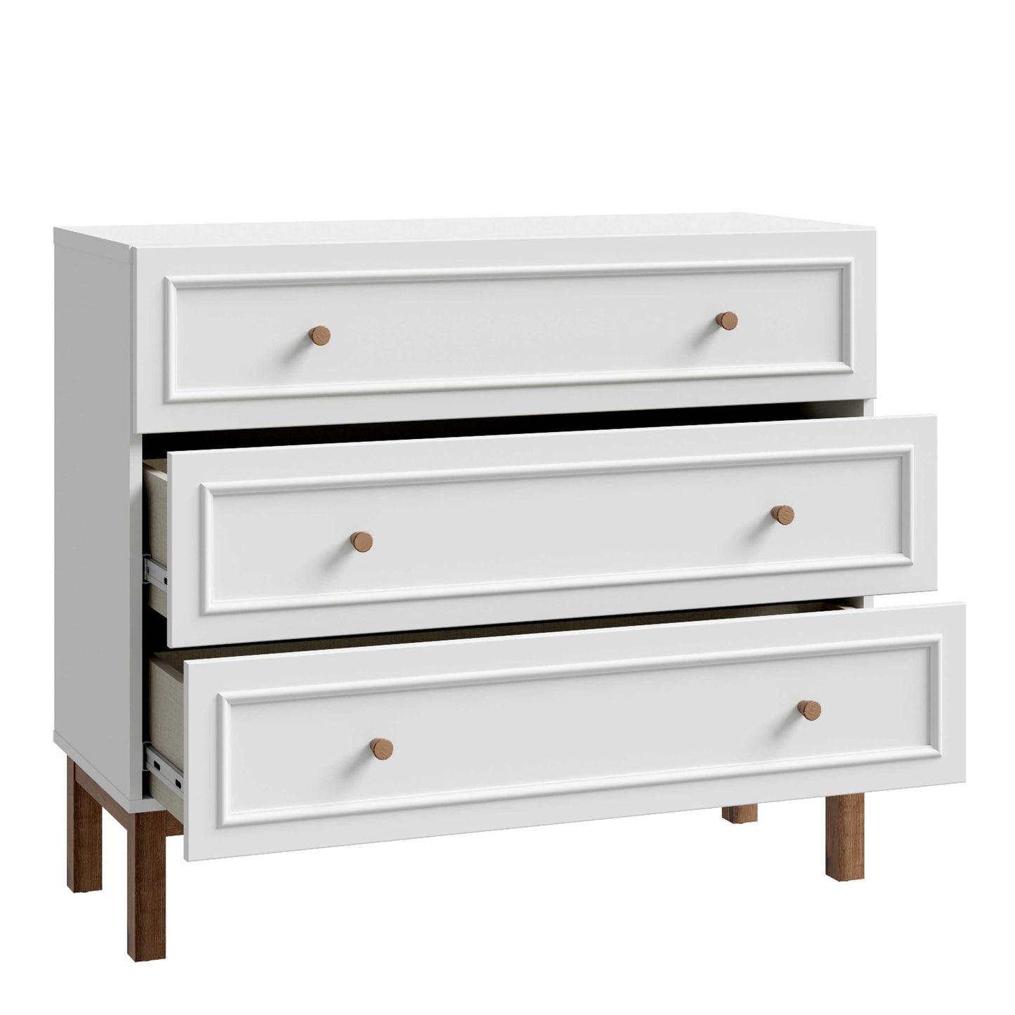 Sofia Light Grey and Oak Wood 3 Drawer Storage Chest