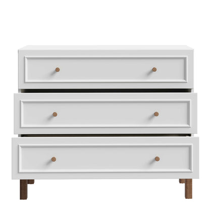 Sofia Light Grey and Oak Wood 3 Drawer Storage Chest