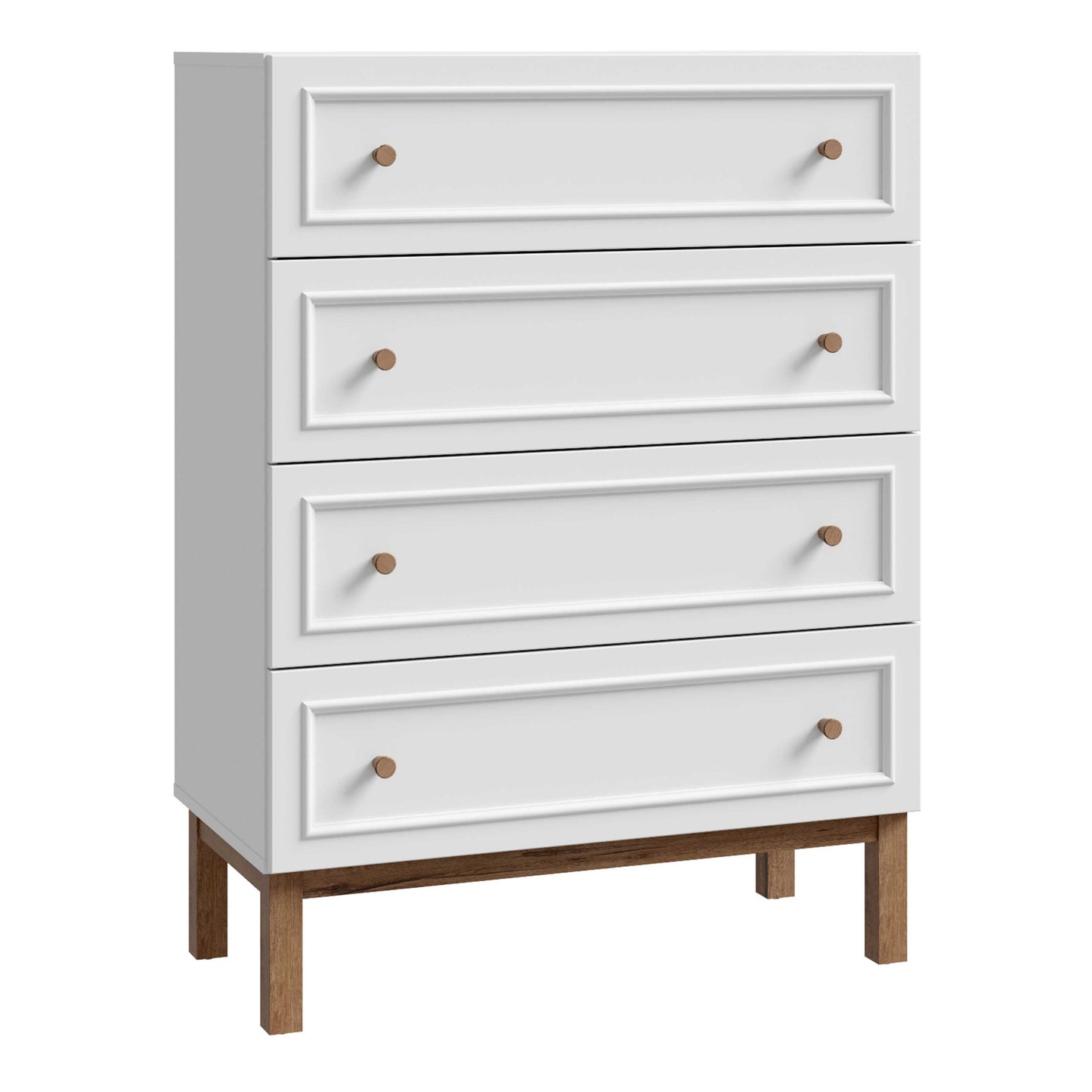 Sofia Light Grey and Oak Wood 4 Drawer Storage Chest