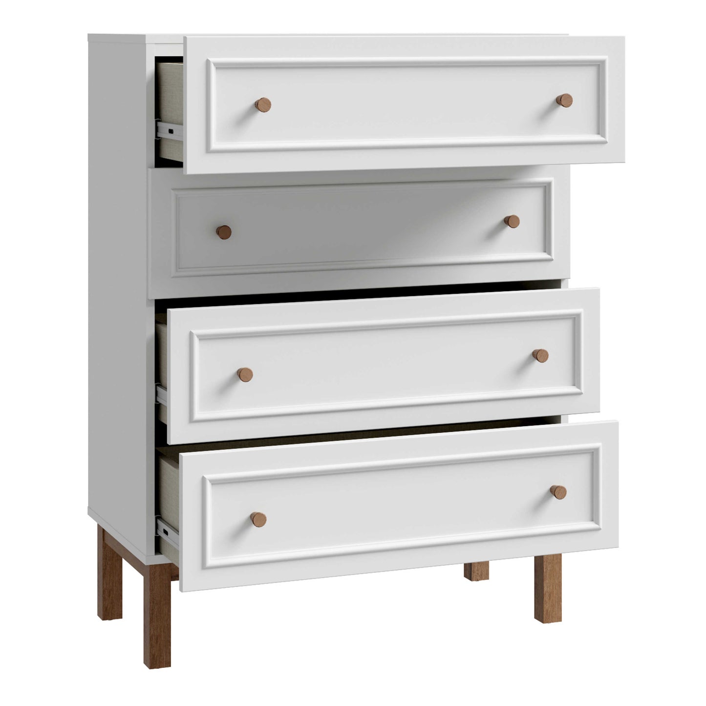 Sofia Light Grey and Oak Wood 4 Drawer Storage Chest