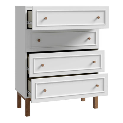 Sofia Light Grey and Oak Wood 4 Drawer Storage Chest