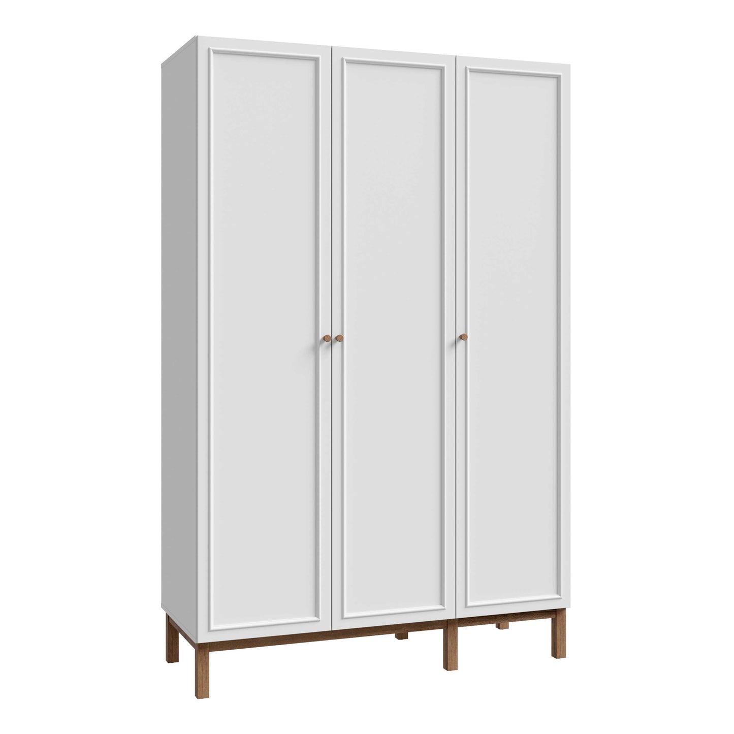 Basel Light Grey and Oak 3 Door Wardrobe with Shelves Drawer and Hanging Rail