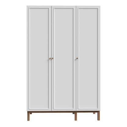 Basel Light Grey and Oak 3 Door Wardrobe with Shelves Drawer and Hanging Rail