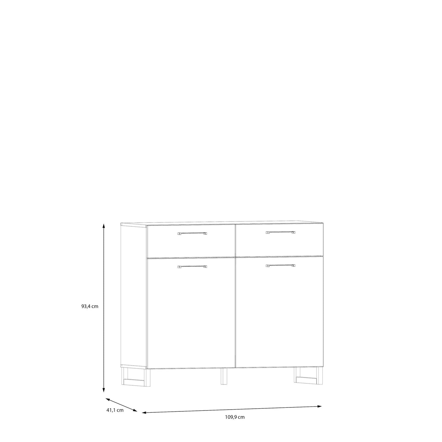 Innsbruck Light Grey Wooden 2 Door 2 Drawer Storage Chest