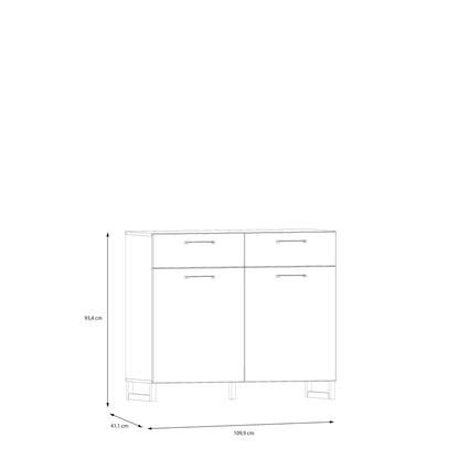 Innsbruck Light Grey Wooden 2 Door 2 Drawer Storage Chest