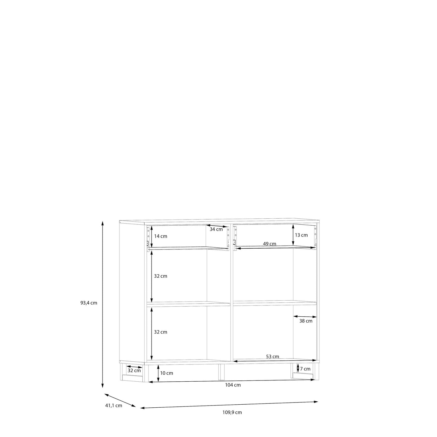 Innsbruck Light Grey Wooden 2 Door 2 Drawer Storage Chest