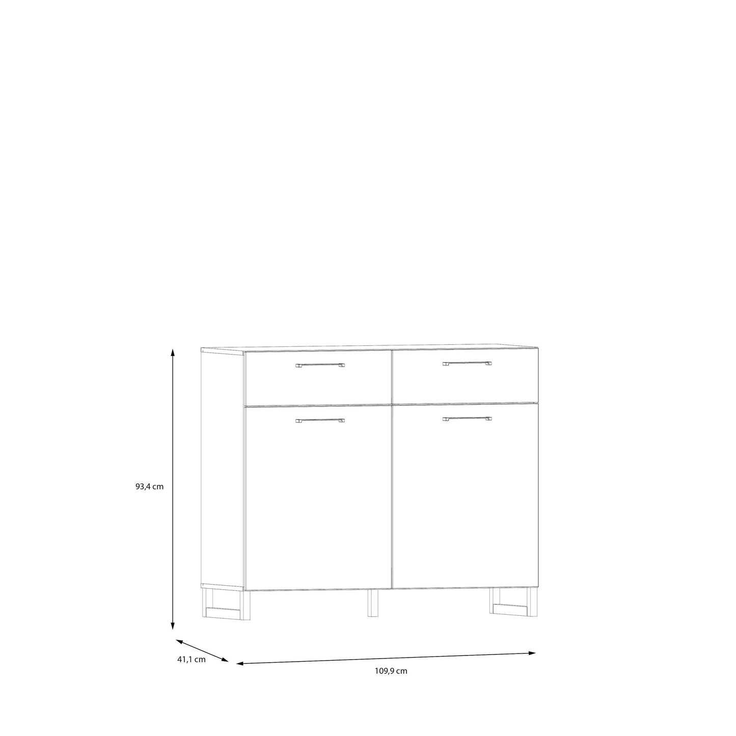Innsbruck Sage Green Wooden 2 Door  2 Drawer Storage Chest