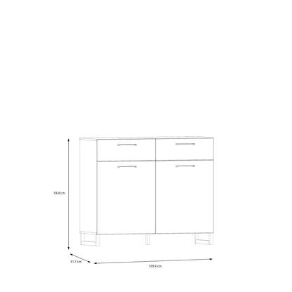 Innsbruck Sage Green Wooden 2 Door  2 Drawer Storage Chest