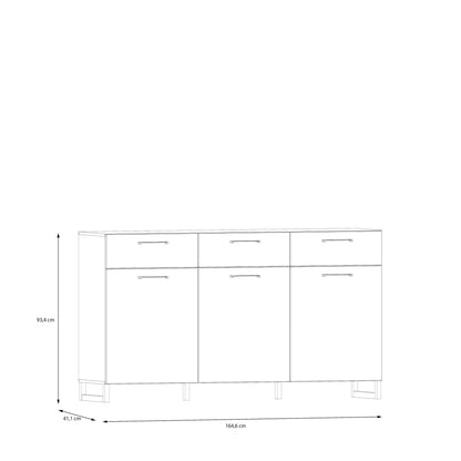 Innsbruck Light Grey Wooden 3 Door 3 Drawer Storage Chest