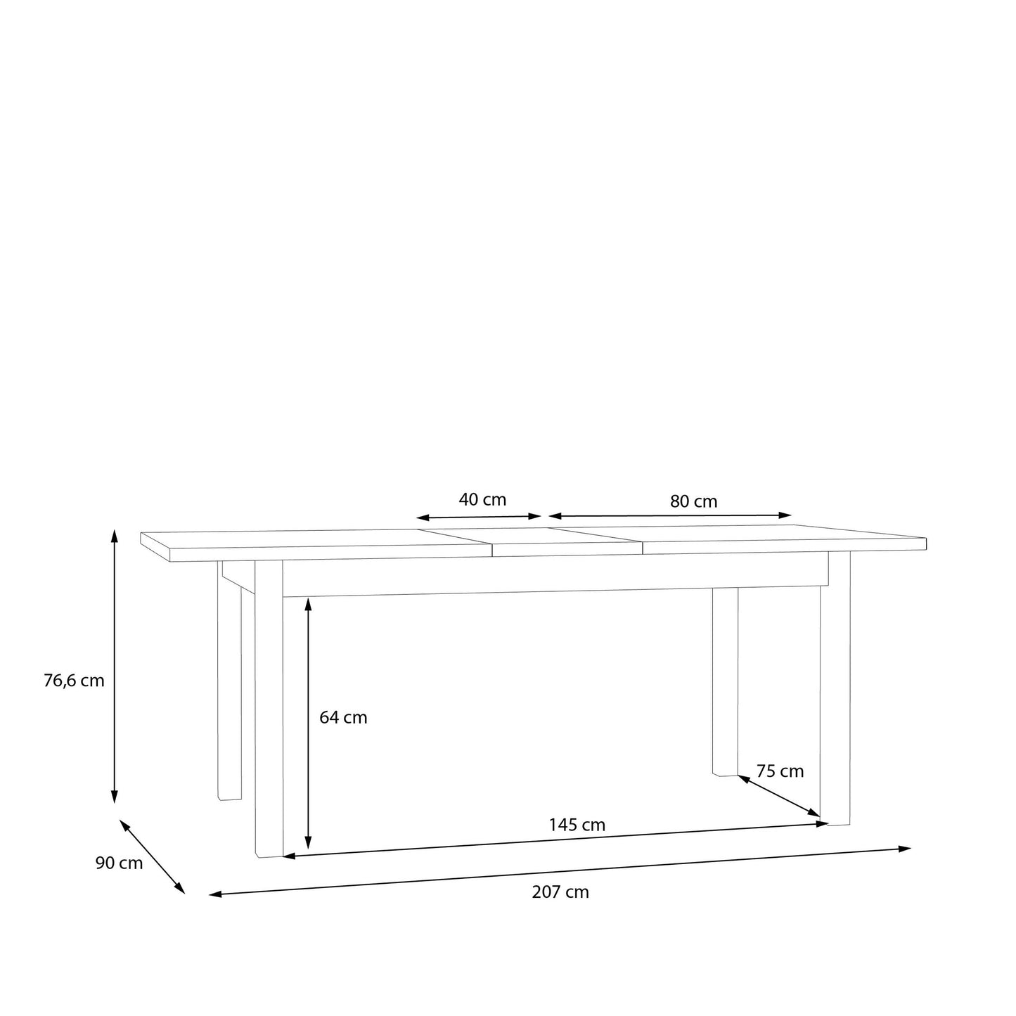 Zaragoza 207cm Extendable Light Grey Dining Table with Oak Top