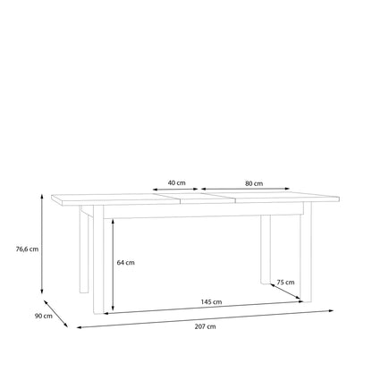 Zaragoza 207cm Extendable Light Grey Dining Table with Oak Top