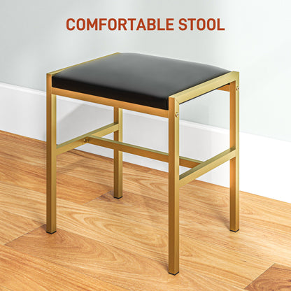 Taso Kana Black Dressing Table And Stool Set With Integrated Storage