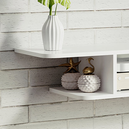 Kere Wooden White Floating TV Unit With OFauxn Shelves For Screens Up To 40 Inches