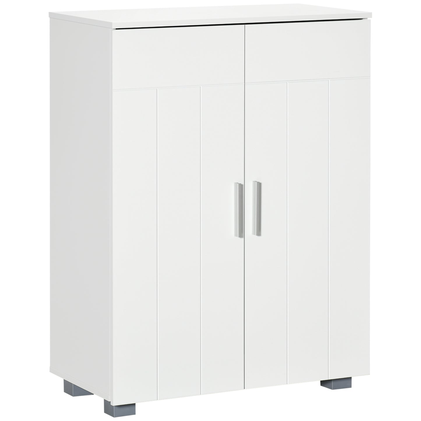Nonove White Freestanding Linen Storage Cabinet With 3 Tier Shelving