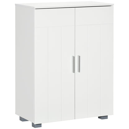 Nonove White Freestanding Linen Storage Cabinet With 3 Tier Shelving