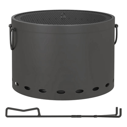 Lasatta Small Steel Dark Grey Smokeless Portable Fire Pit with Spark Screen And Poker