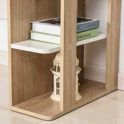 Halama 100cm Wooden Oak And White Writing Desk With 3 Tier Storage Shelving