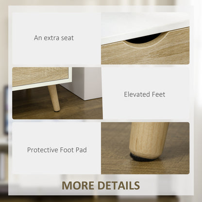 Reneba 110cm Wooden Natural TV Console With Storge Drawers For Screens Up To 50 Inches