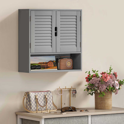Zilikane Wall Mounted Bathroom Storage Cabinet With Adjustable Shelves Grey 60 x 20 x 60cm