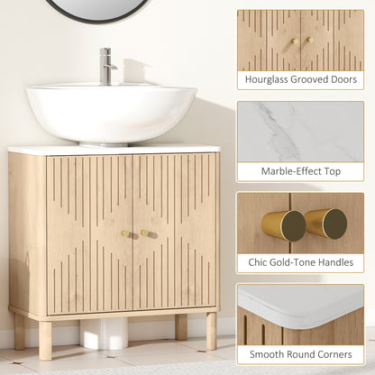 Combita Under Sink Bathroom Storage Cabinet For Pedestal Basin Oak Finish