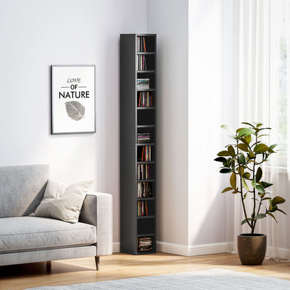 Nisapa Wood Black Tall Narrow Media Storage Tower With 204 Disc Capacity