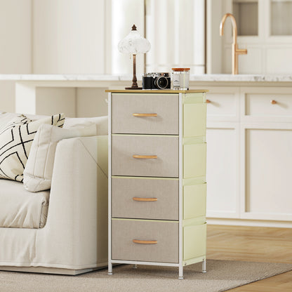 Limi Fabric And Metal Beige 4 Drawer Storage Chest