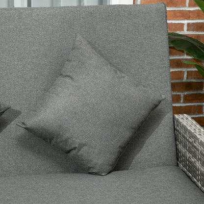 Elco Faux Rattan Mixed Grey Double Outdoor Daybed With Adjustable Back Storage Ottoman Cushions And Trays
