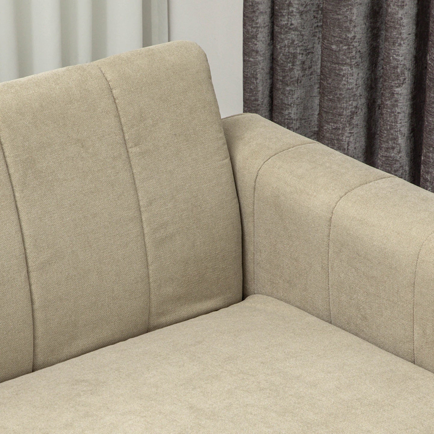 Marito Cream Upholstered 3 Seater Panel Tufted Sofa