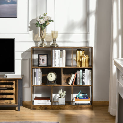 Ketomo Wood Rustic Brown 3 Tier OFauxn Bookcase Room Divider