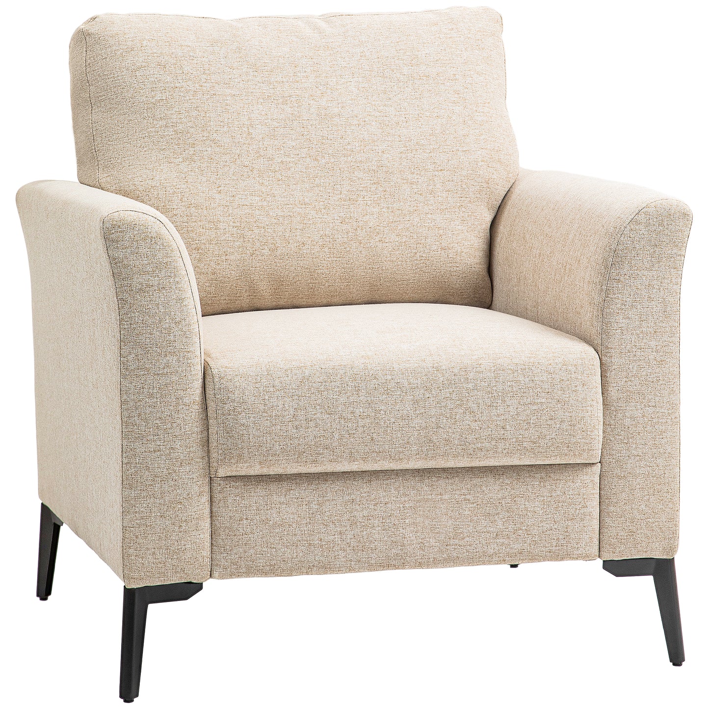 Rapara Linen Look Beige Accent Armchair Black Legs