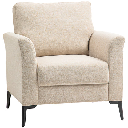 Rapara Linen Look Beige Accent Armchair Black Legs