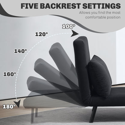 Nenoli Velvet Black 4 In One Convertible Single Chair Bed With Cushion