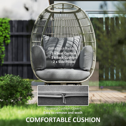 Tomova Grey Rattan Rope Grey Egg Chair with Cushions And Matching Pillows