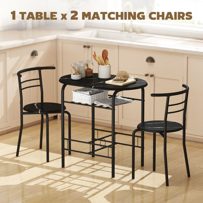 Tolo Black Compact 3 Piece Dining Table And Chair Set
