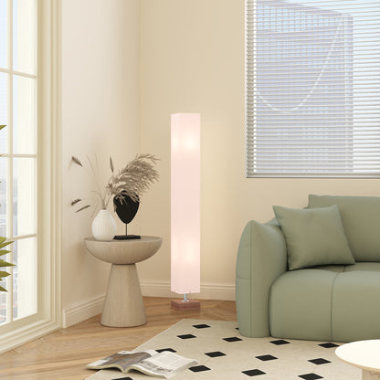 Talini Pine Wood And Fabric Natural Standing Floor Lamp With Linen Shade 120cm