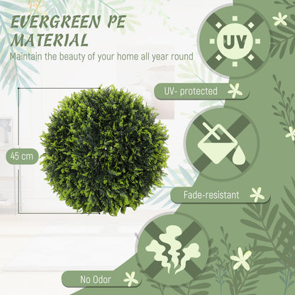 Zilolo Set Of 2 Artificial UV Resistant Topiary Ball Plants H8 45cm Green