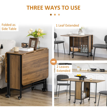 Suzito Wooden Brown And Black Drop Leaf Dining Table Seating 6