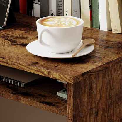 Nonoel 90cm Wooden Wood Effect Box Style Work Desk With Shelving