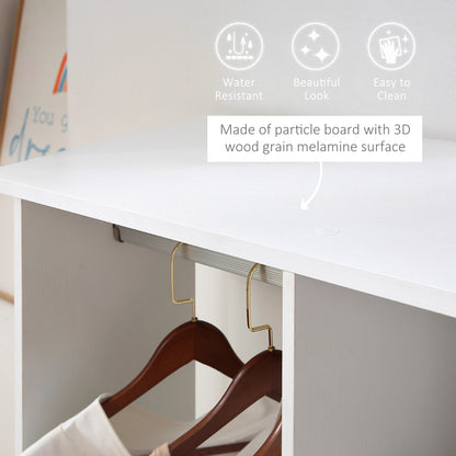 Belario White Double Open Wardrobe With Shelves Hanging Rail And Lockable Wheels