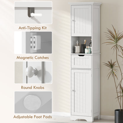 Morale Slim Bathroom Storage Cabinet With Integrated Sensor Lighting White