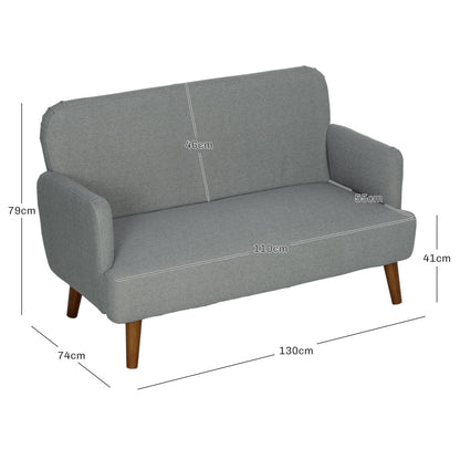 Midi Tami Grey Velvet Compact 2 Seater Sofa With Extra Thick Padding And Wooden Legs