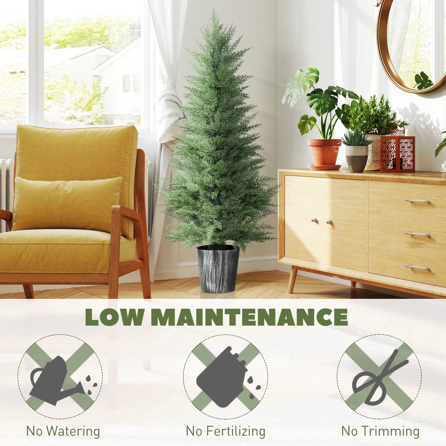 Reno Set Of 2 Artificial Cypress Style Trees With Decorative Pots For Indoor And Outdoor Use