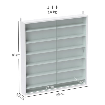 Bazizi Kedi Wood And Glass White 6 Tier Display Cabinet With Glass Doors