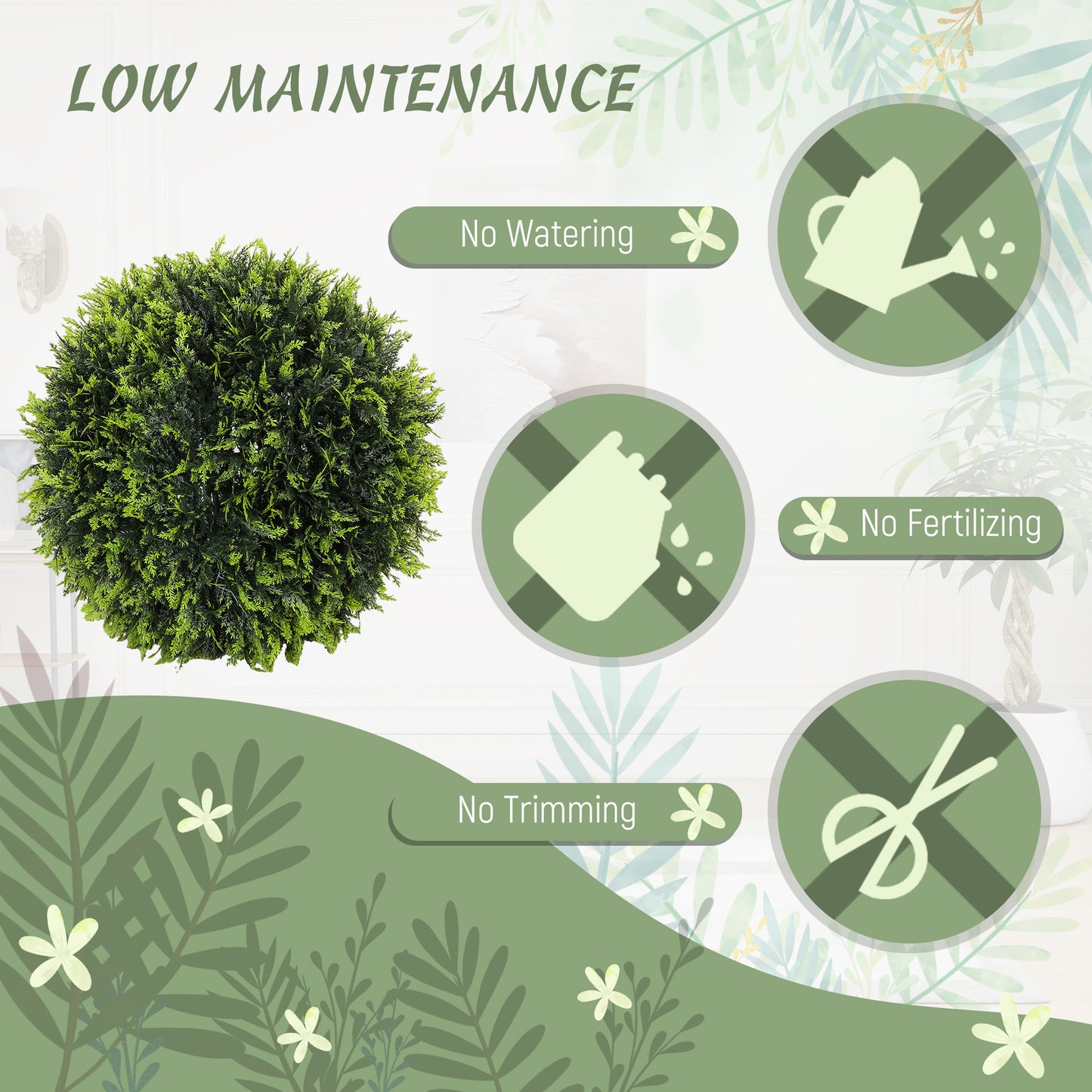 Zilolo Set Of 2 Artificial UV Resistant Topiary Ball Plants H8 45cm Green