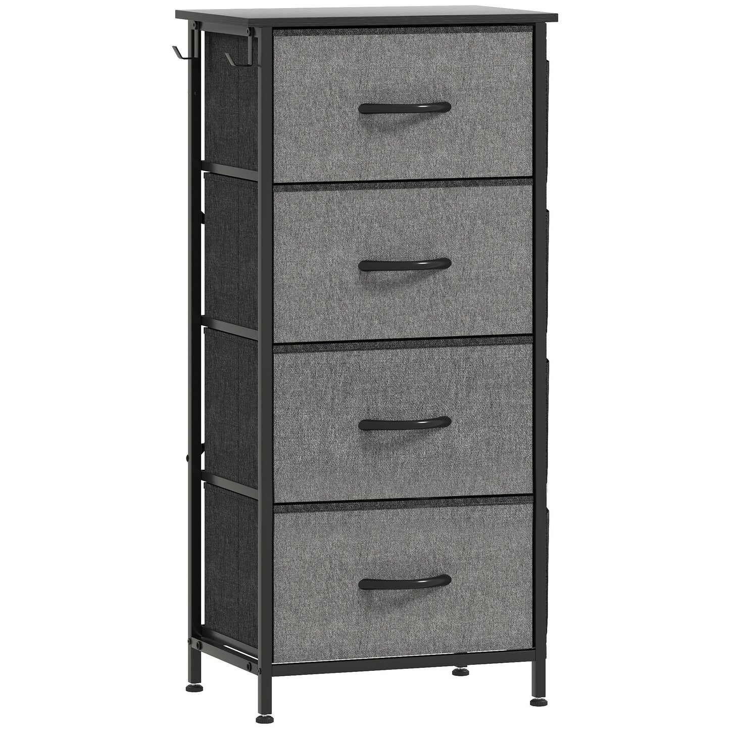 Lolova Fabric And Metal Charcoal Grey 4 Drawer Storage Chest