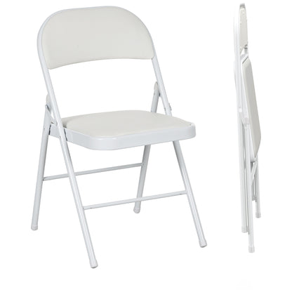 Lofano Metal And Fabric White Cushioned Folding Chairs Set Of 2