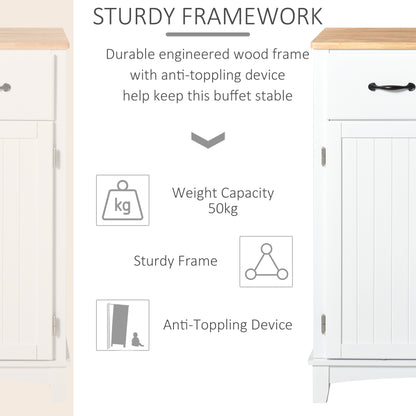 Vamalu Wooden White Kitchen Cabinet With 2 Drawers For Dining And Living Spaces