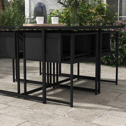 Bamico 4 Seater Metal Black Garden Dining Set With Mesh Seats And Glass Table
