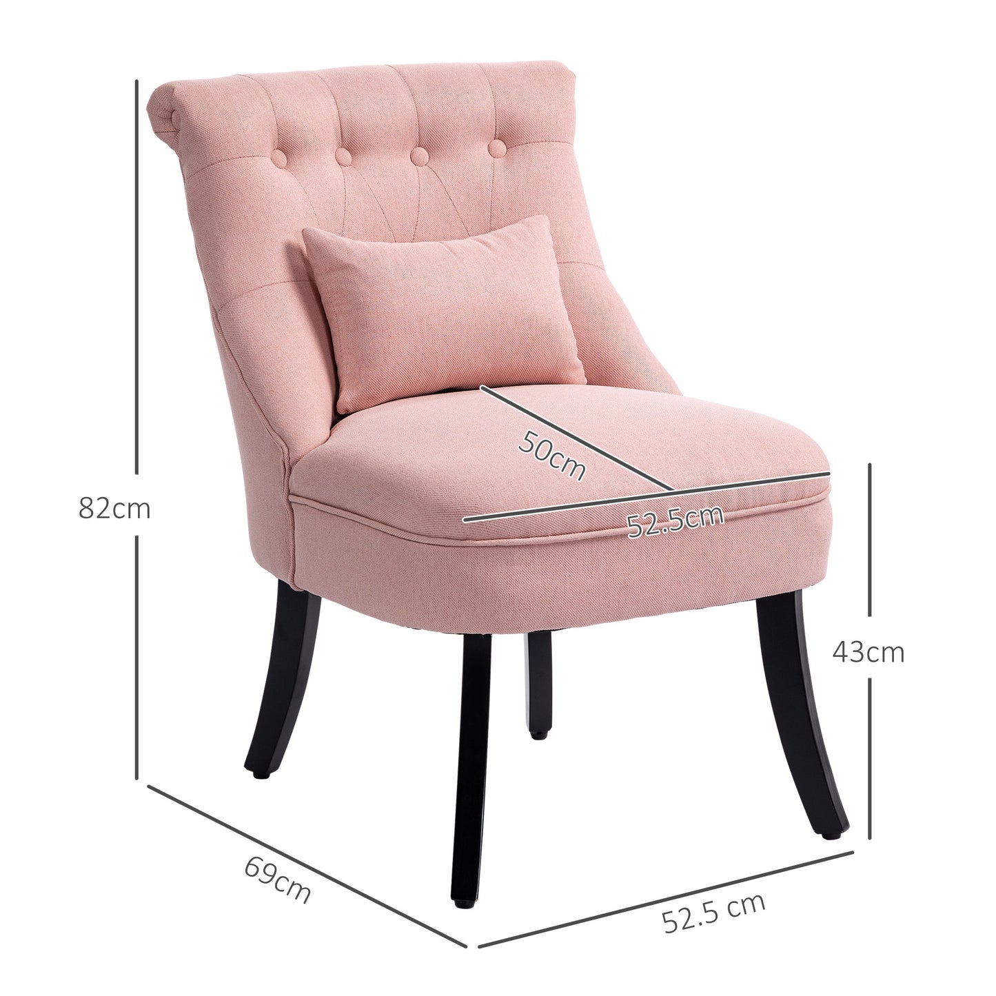 Elne Moli Pink Upholstered Tub Accent Chair With Cushion And Solid Wood Legs