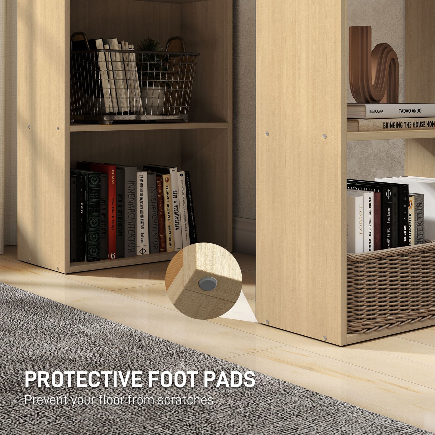 Mane 120cm Natural Wood Study Desk With 6 Tier Bookshelf Storage
